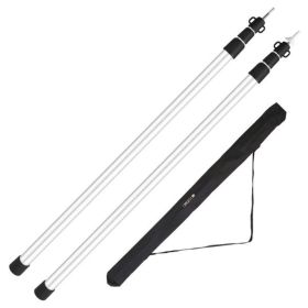 2Pcs Telescoping Tarp Poles Portable Aluminum Awning Poles 3ft to 7.5ft Adjustable Telescopic Tarp Tent Rods (Color: black)