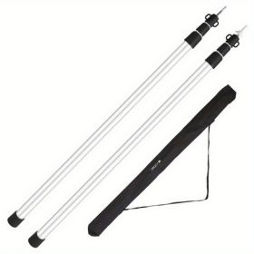 2pcs adjustable aluminum retractable waterproof pole, lightweight canopy pole, outdoor camping backpack sunshade, portable tent pole (Color: black)