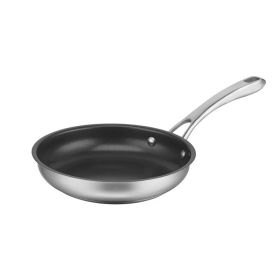 8" Stainless Steel Non-Stick Skillet (Color: black)